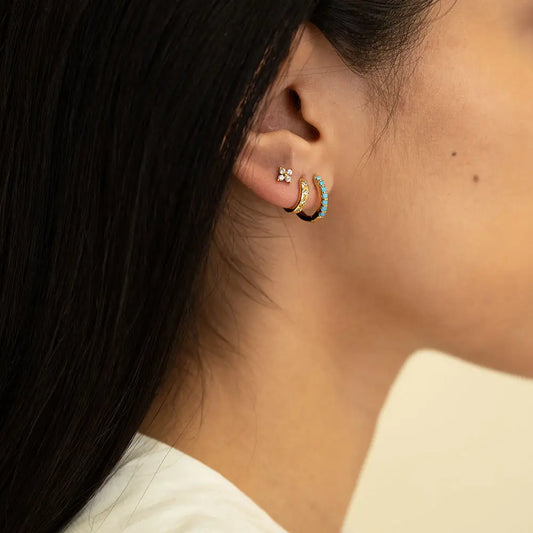 13mm Turquoise Huggie Hoops