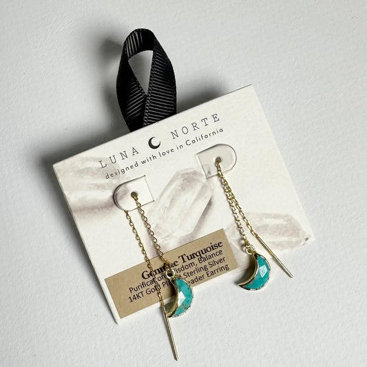 Gold Turquoise Eclipse Threader Earrings