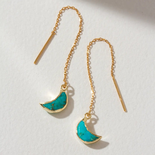 Gold Turquoise Eclipse Threader Earrings