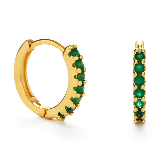 15mm Emerald Green Huggie Hoop Earrings