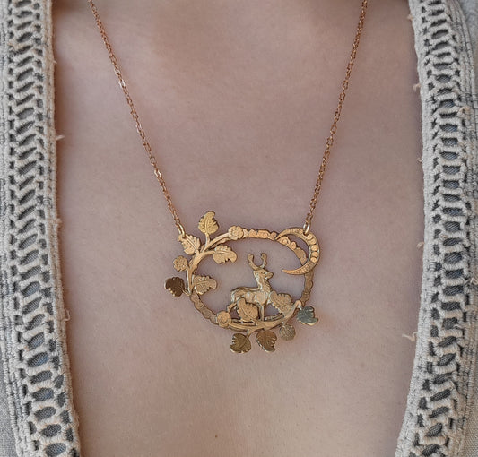 Diana Deer Stag Forest Necklace