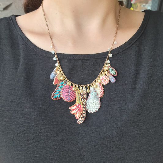 Embroidered Garden Flower Frenzy Necklace