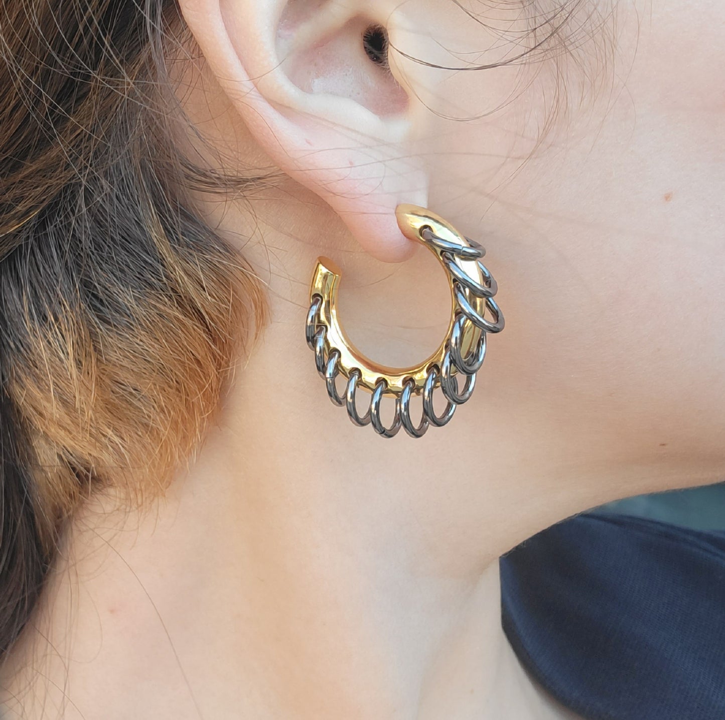 Golden Eclipse Vertebrae Hoop Earring