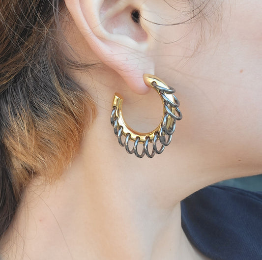 Golden Eclipse Vertebrae Hoop Earring