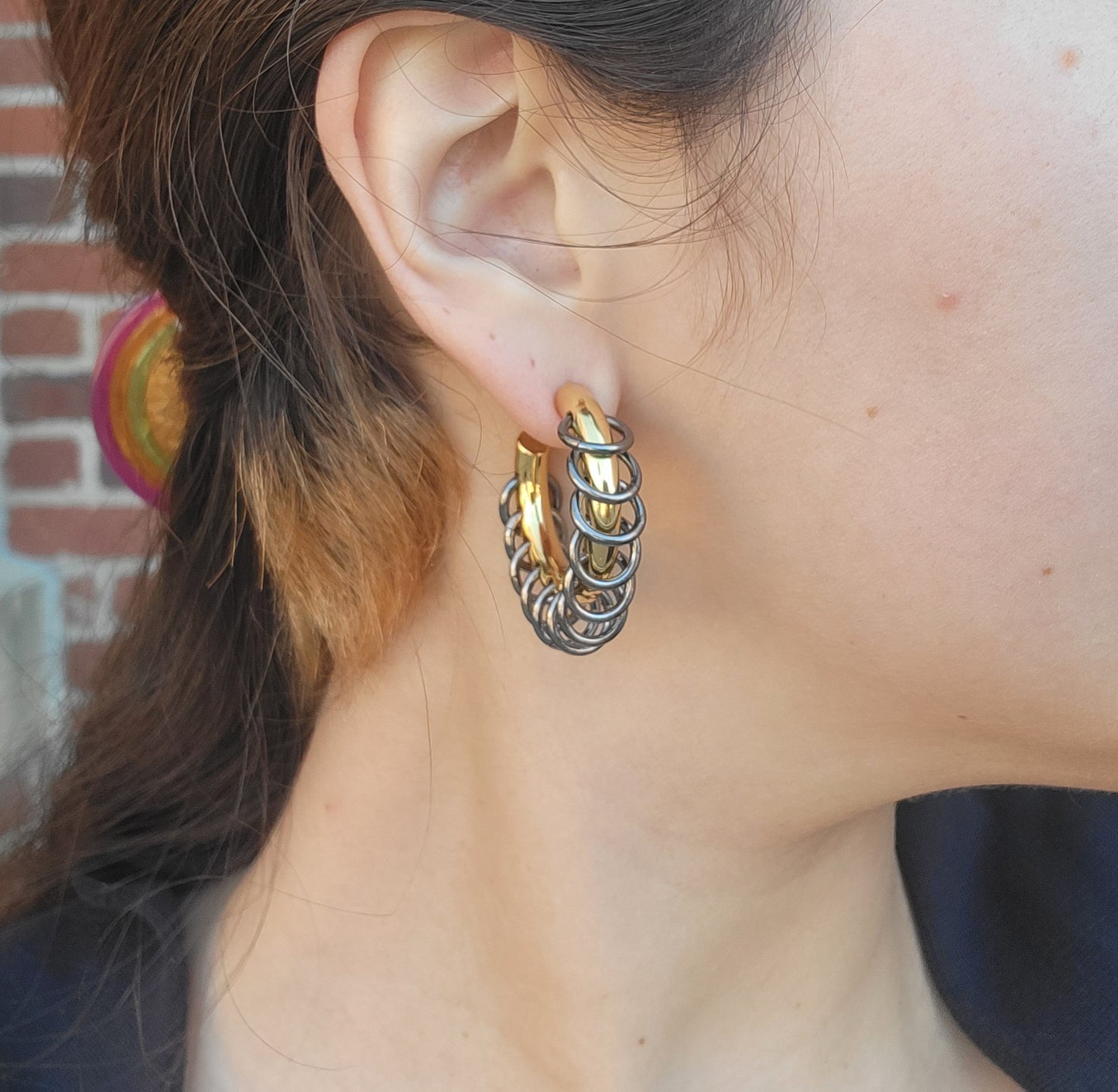 Golden Eclipse Vertebrae Hoop Earring
