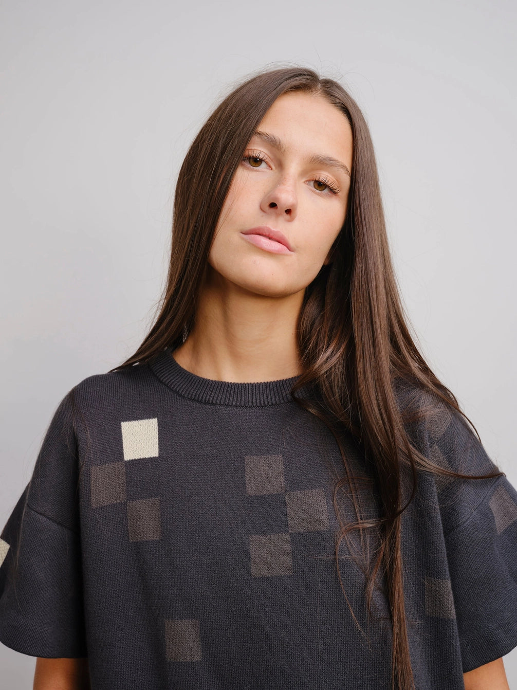 Albers Short Sleeve Sweater Tee - Obsidian by The Endery