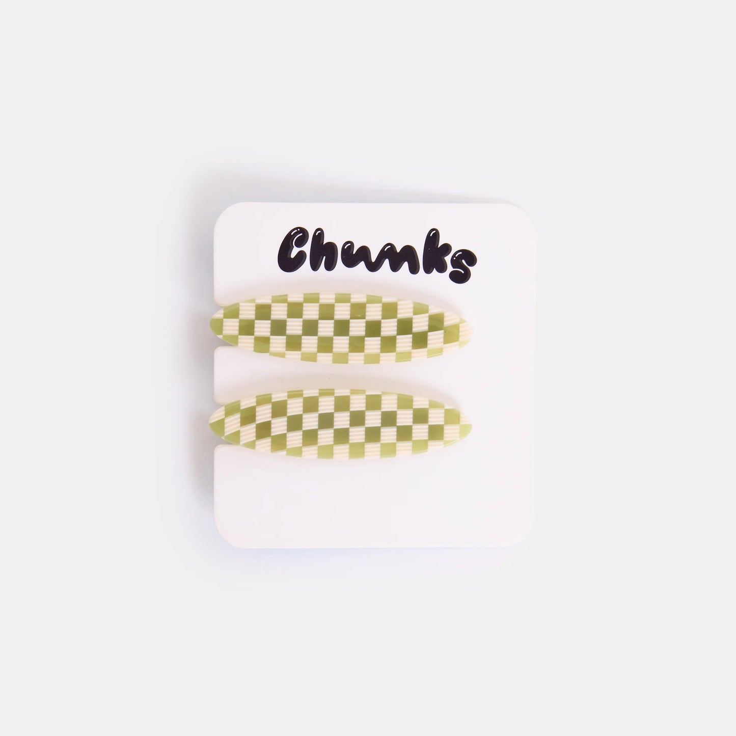 Allie Clips in Oval Olive Check by Chunks