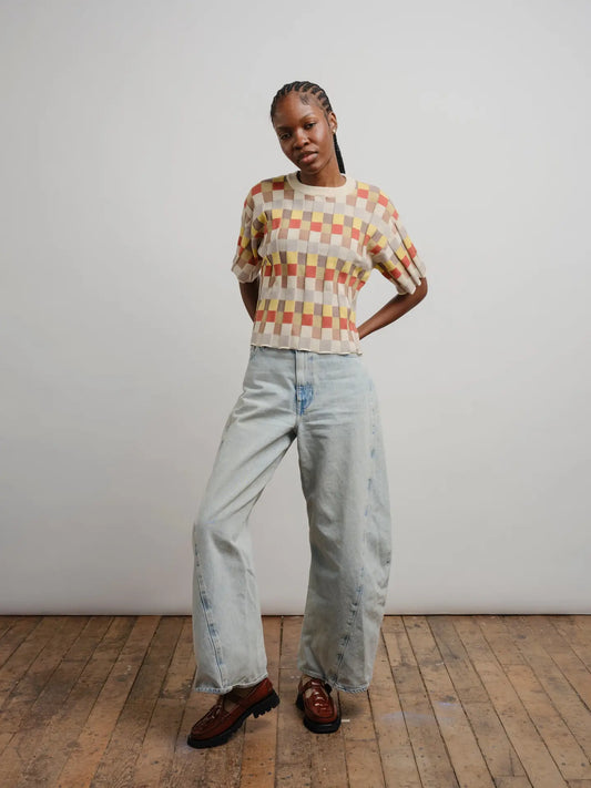 Elemental Anni Grid Plaited Sweater Tee