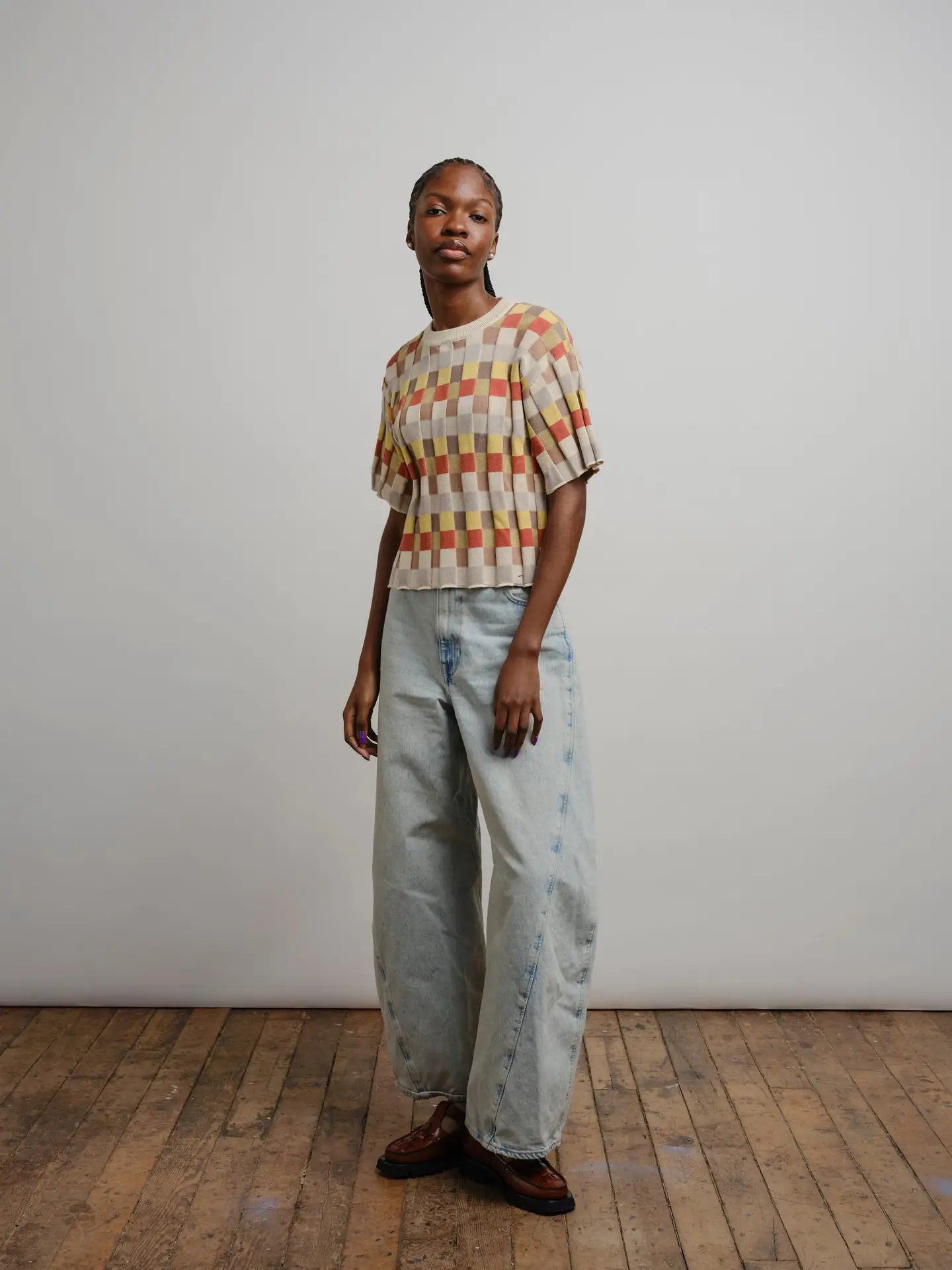 Elemental Anni Grid Plaited Sweater Tee