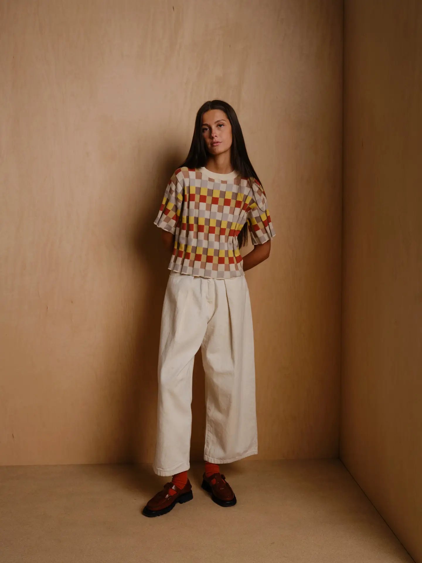 Elemental Anni Grid Plaited Sweater Tee