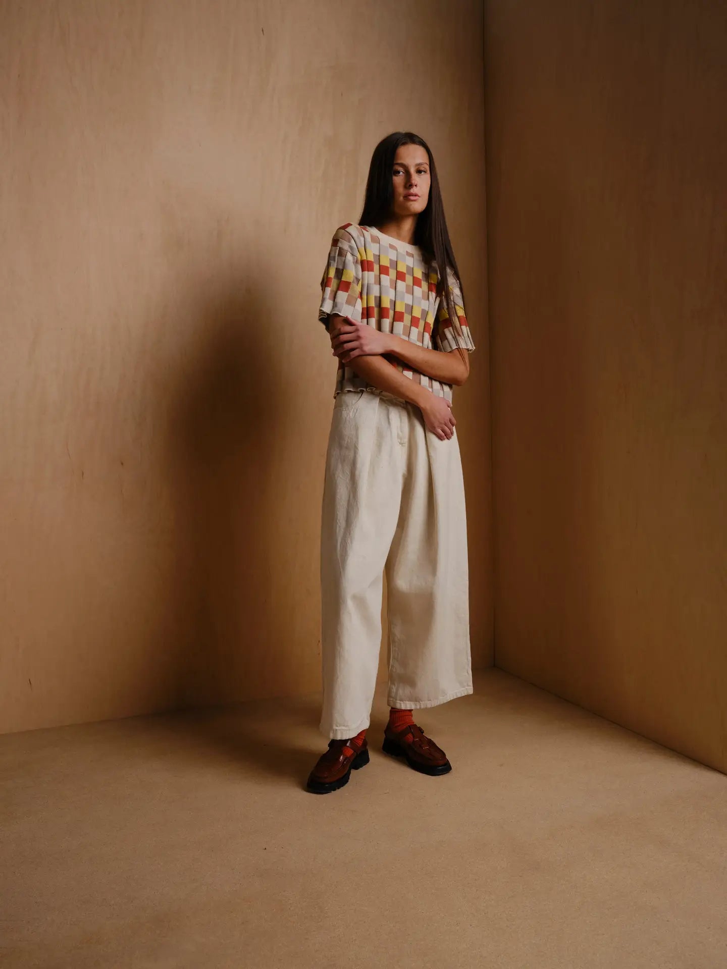 Elemental Anni Grid Plaited Sweater Tee