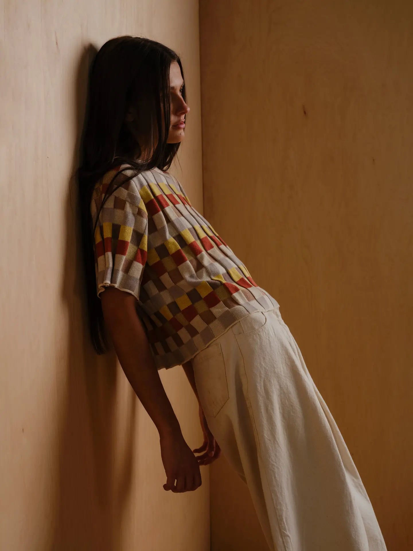 Elemental Anni Grid Plaited Sweater Tee