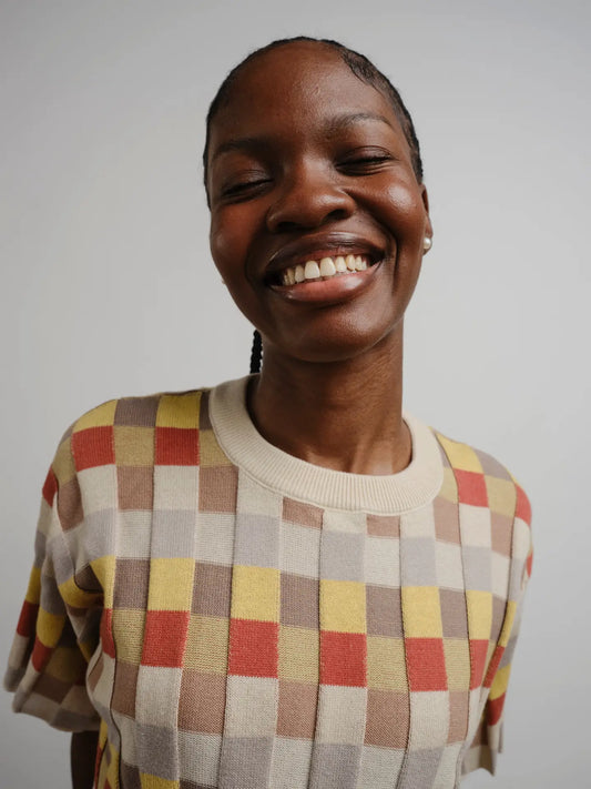 Elemental Anni Grid Plaited Sweater Tee