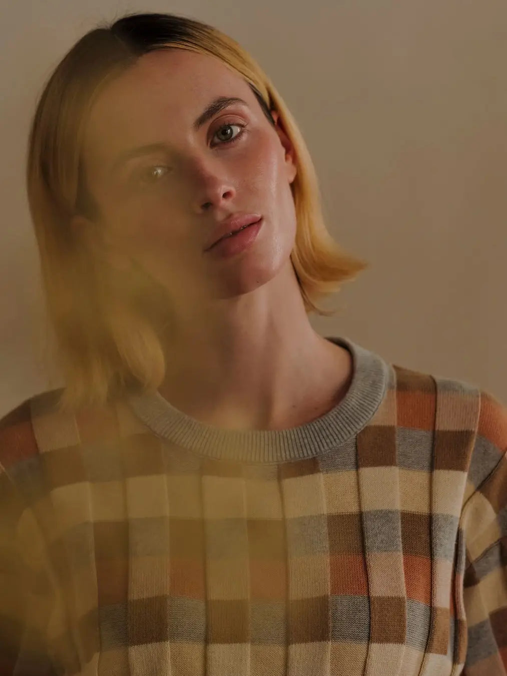 Anni Grid Plaited Tee - Quartz by The Endery
