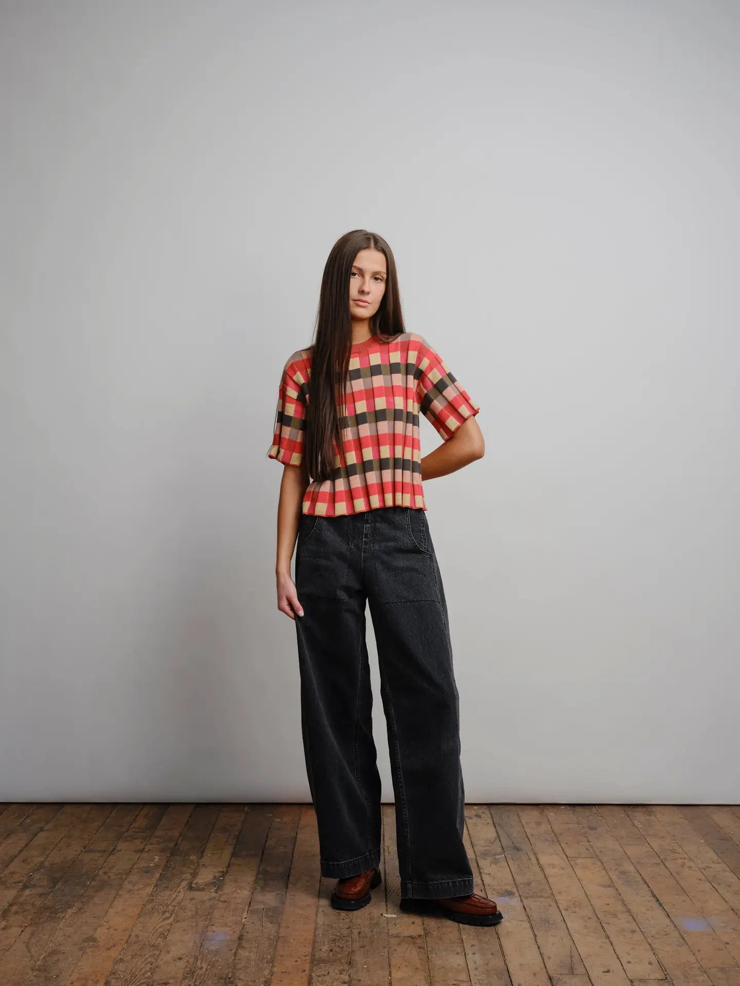 Solar Flare Anni Grid Plaited Sweater Tee