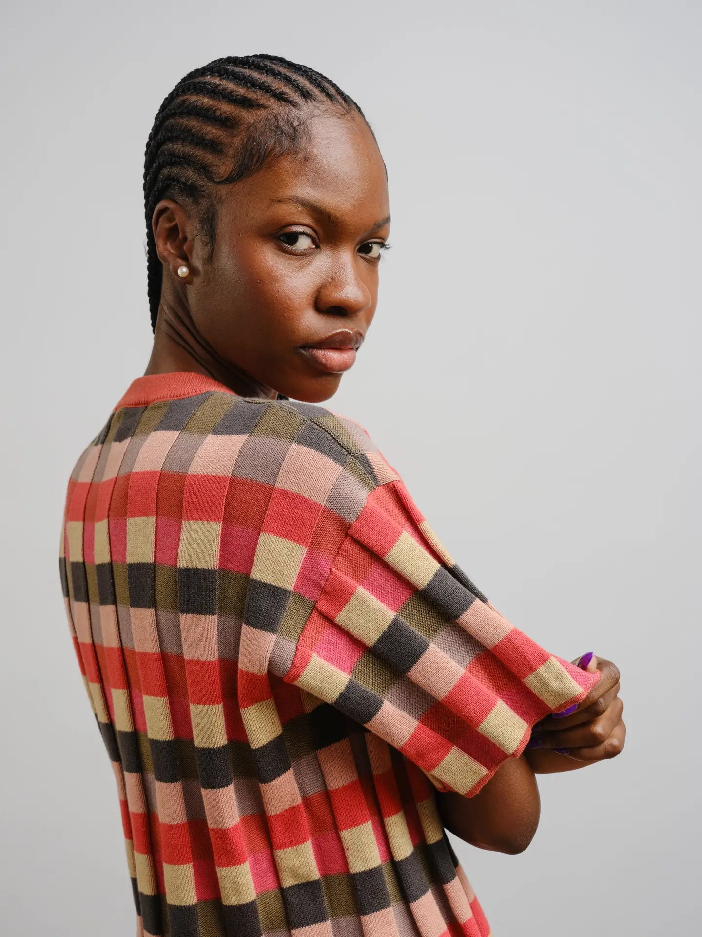 Solar Flare Anni Grid Plaited Sweater Tee