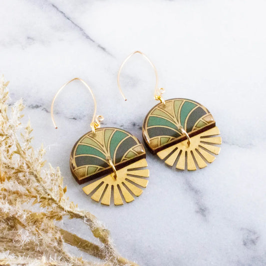 Art Deco Stacked Sunburst Earrings