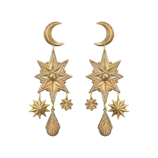 Astronomy Sun Moon + Stars Earrings