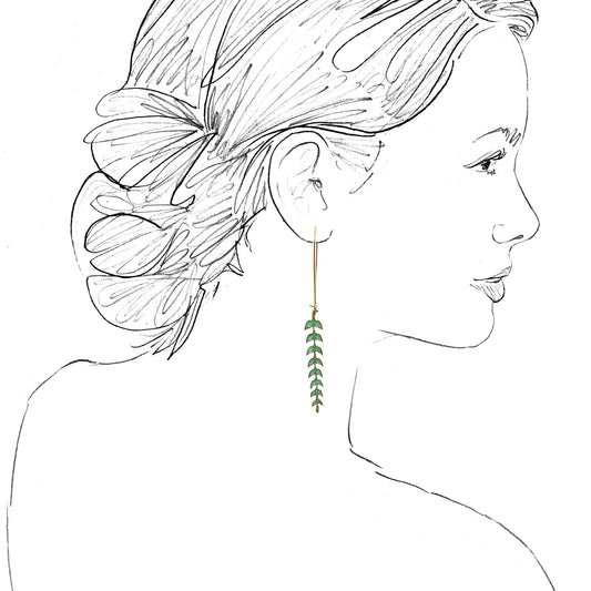 Athena Leaf Earrings Verdigris Patina