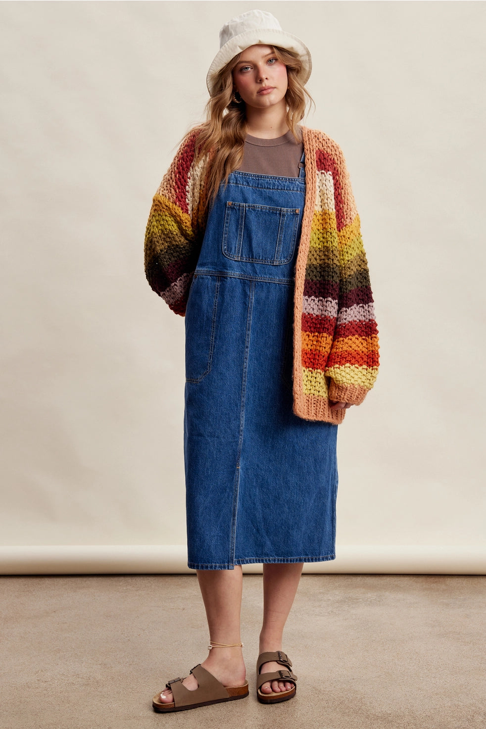 Autumn Leaves Mix Stripe Chunky Cardi