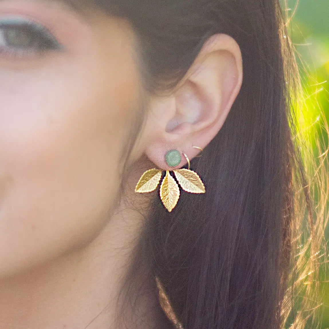 Aventurine Botanical Layered Studs