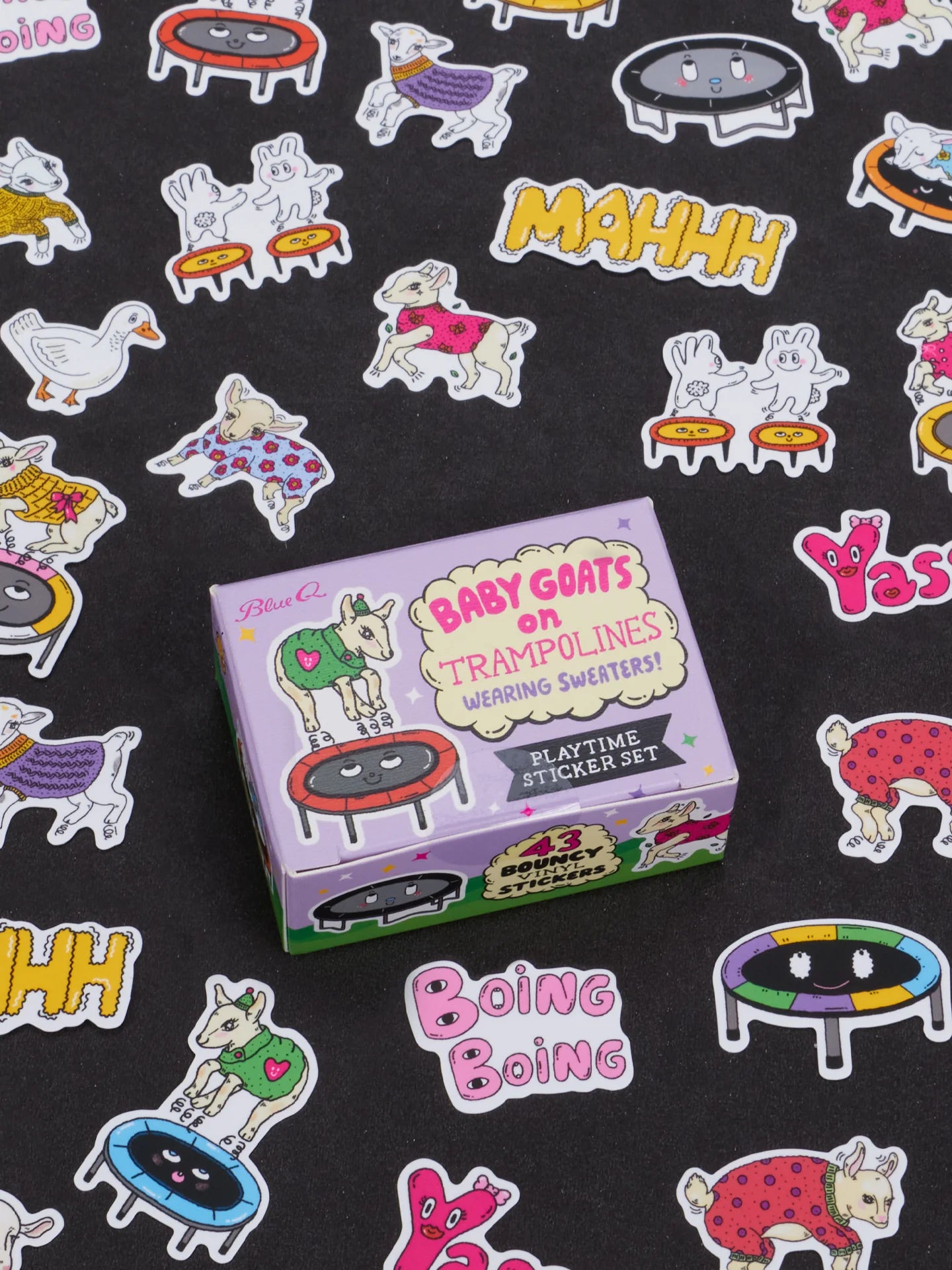 Baby Goats On Trampolines Wearing Sweaters Playtime Sticker Set