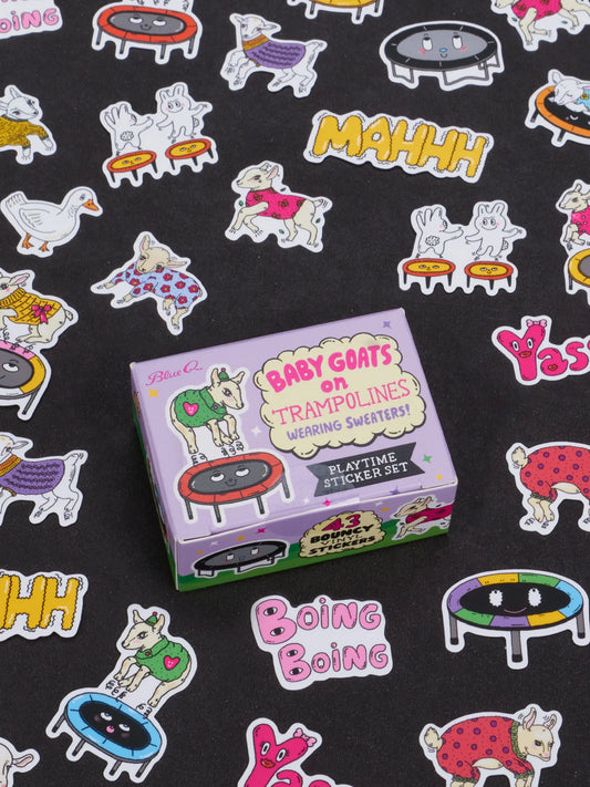 Baby Goats On Trampolines Wearing Sweaters Playtime Sticker Set