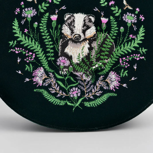 Badger Embroidered Green Top Handle Saddle Bag by Fable England