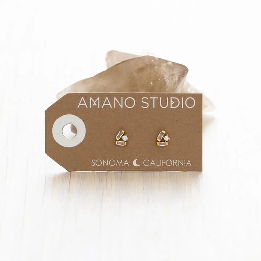 Baguette Crystal Cluster Stud Earrings