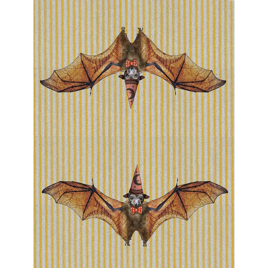 Ticking Stripe Bat Flour Sack Kitchen Towel