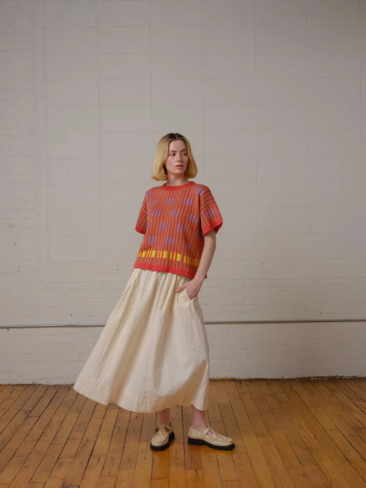 Bauhaus Short Sleeve Sweater Tee - Carnelian by The Endery