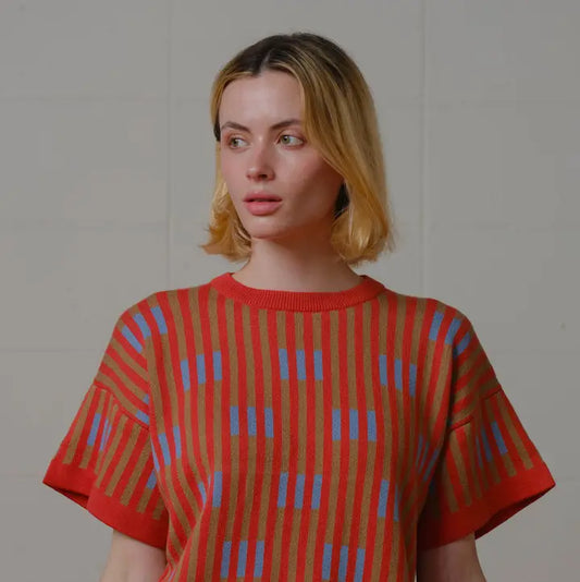 Bauhaus Short Sleeve Sweater Tee - Carnelian by The Endery