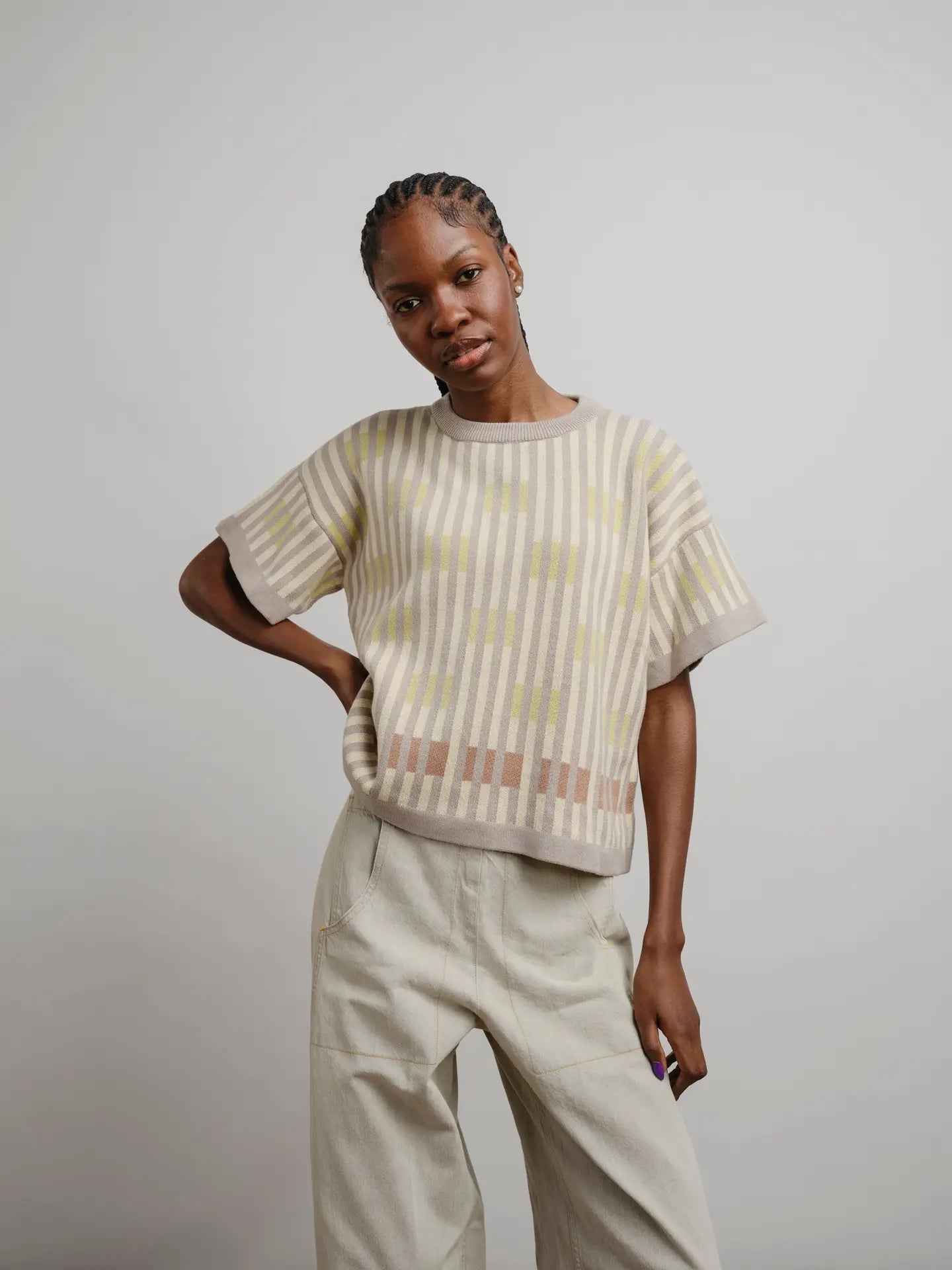Bauhaus Short Sleeve Sweater Tee - Cumulus by The Endery