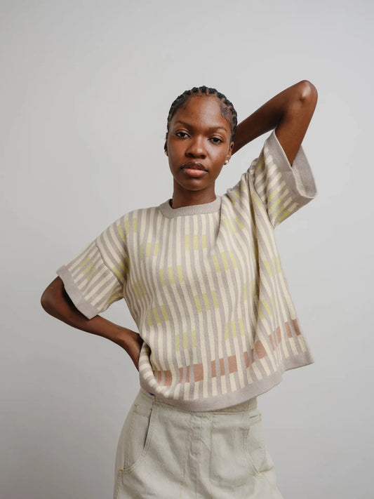 Bauhaus Short Sleeve Sweater Tee - Cumulus by The Endery