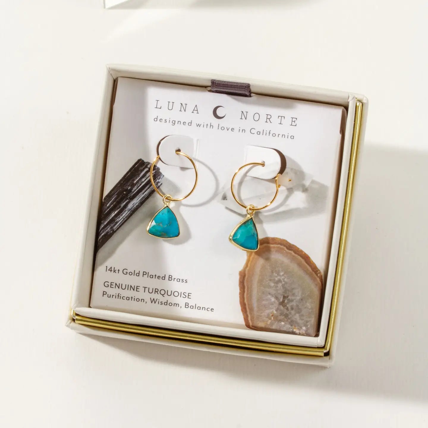 Bermuda Triangle Mini Hoop Earrings- Turquoise