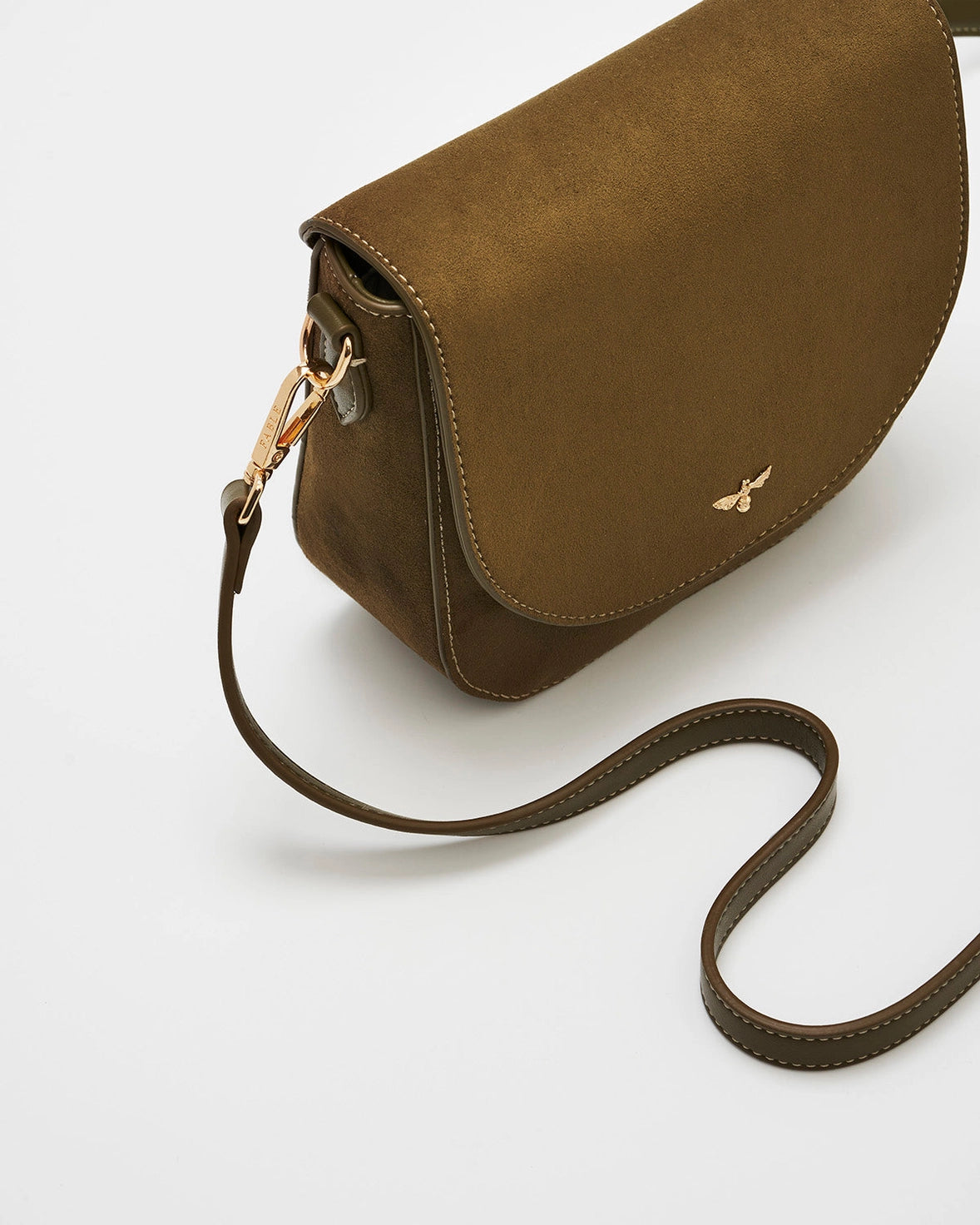 Beth Saddle Bag in Khaki Suedette