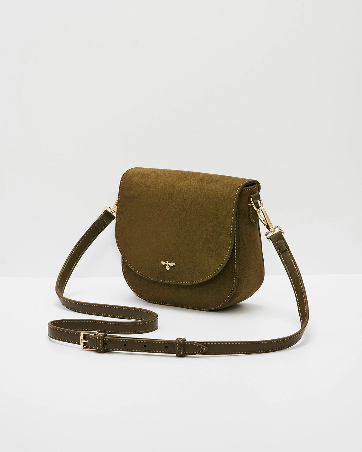 Beth Saddle Bag in Khaki Suedette