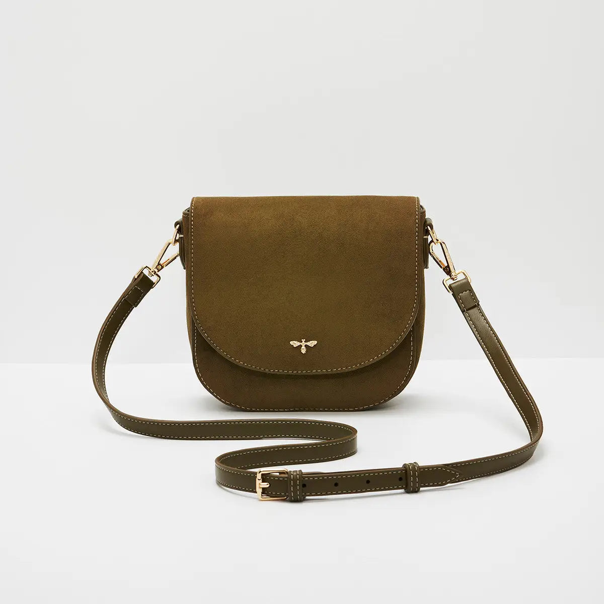 Beth Saddle Bag in Khaki Suedette