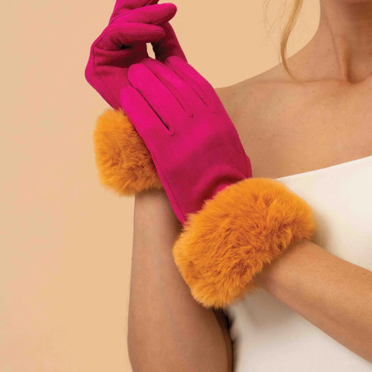 Magenta & Mustard Bettina Gloves