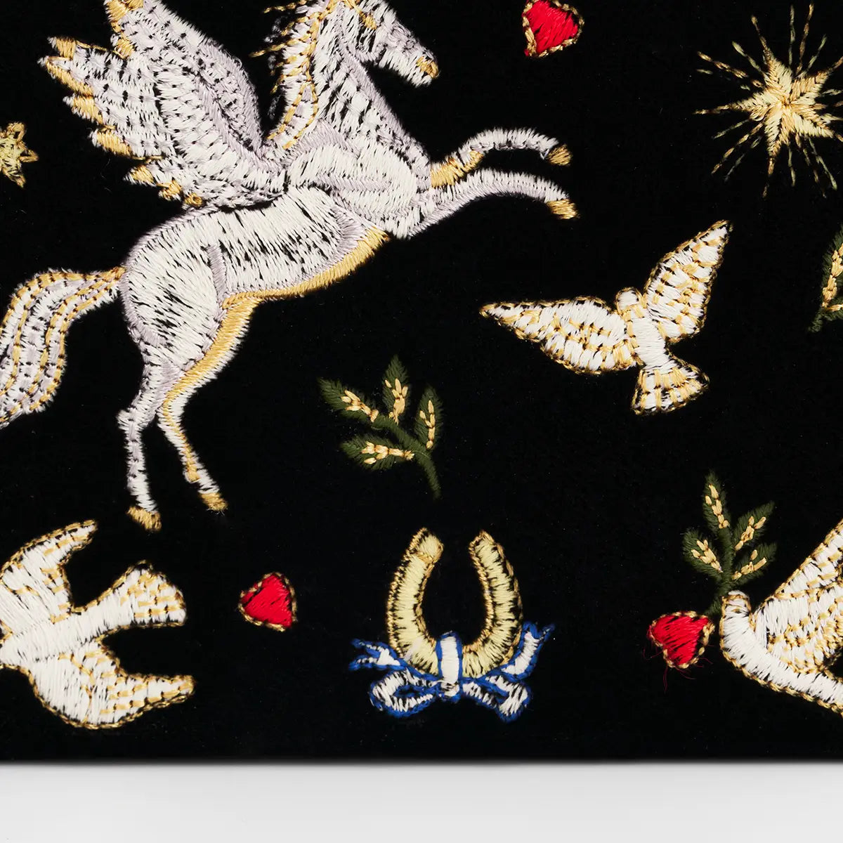 Black Celestial Velvet Embroidered Wallet by Fable England