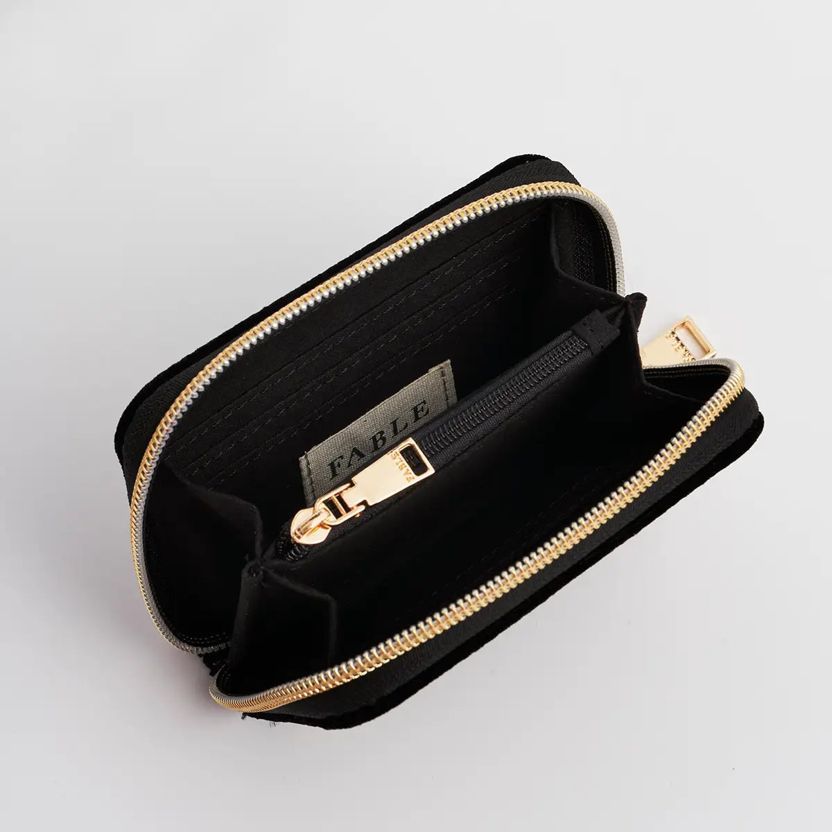 Black Celestial Velvet Embroidered Wallet by Fable England