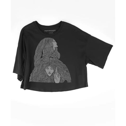 Black Witches Clover Crop Tee