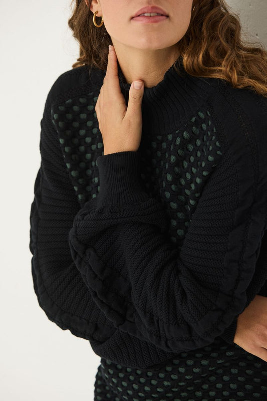 Black & Green Kaliope Sweater Dress by SKFK