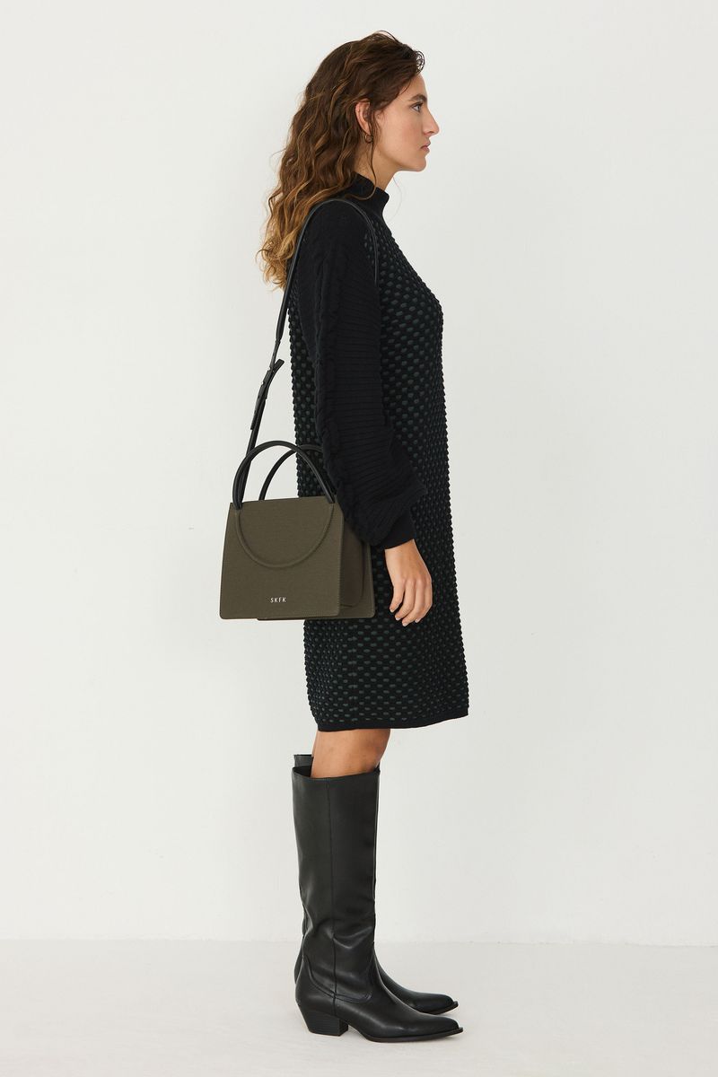 Black & Green Kaliope Sweater Dress by SKFK