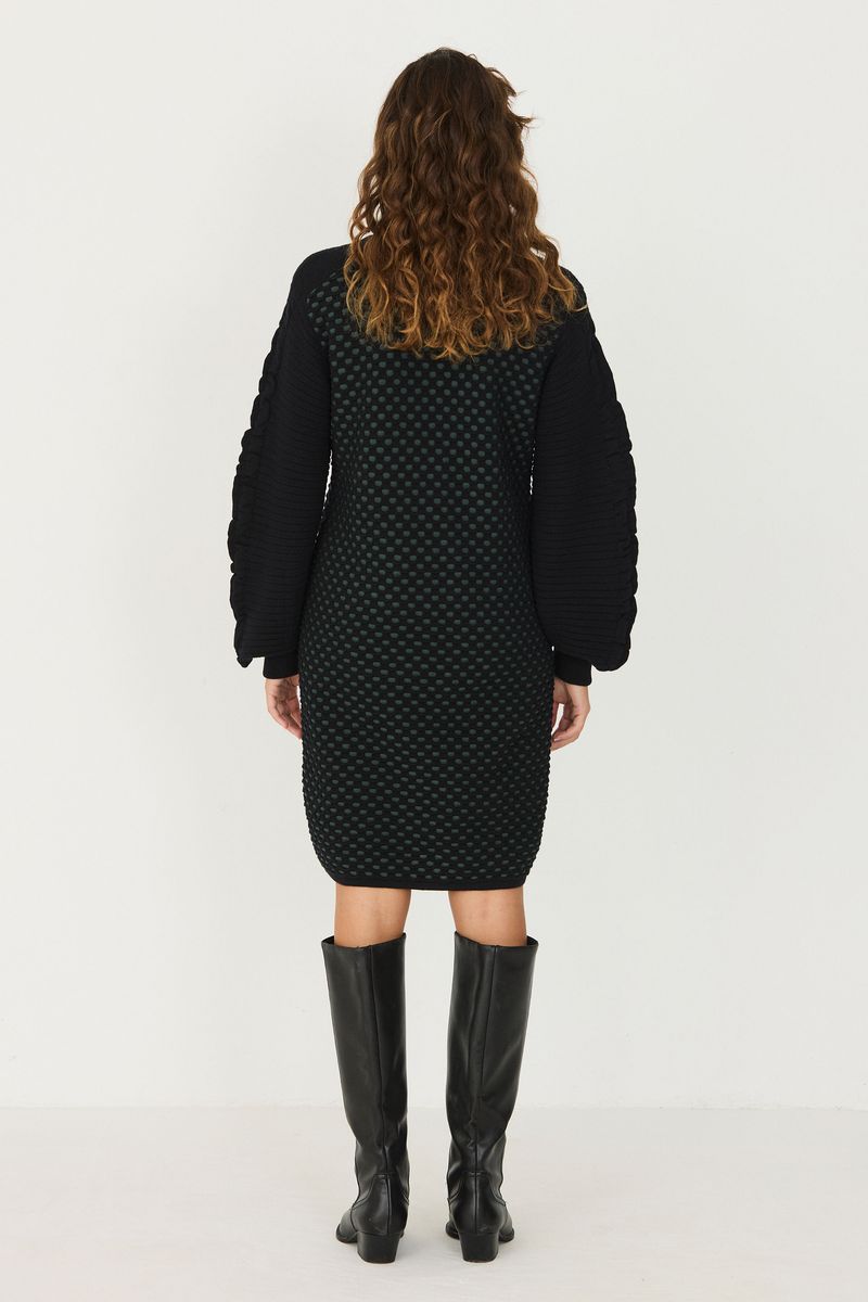 Black & Green Kaliope Sweater Dress by SKFK