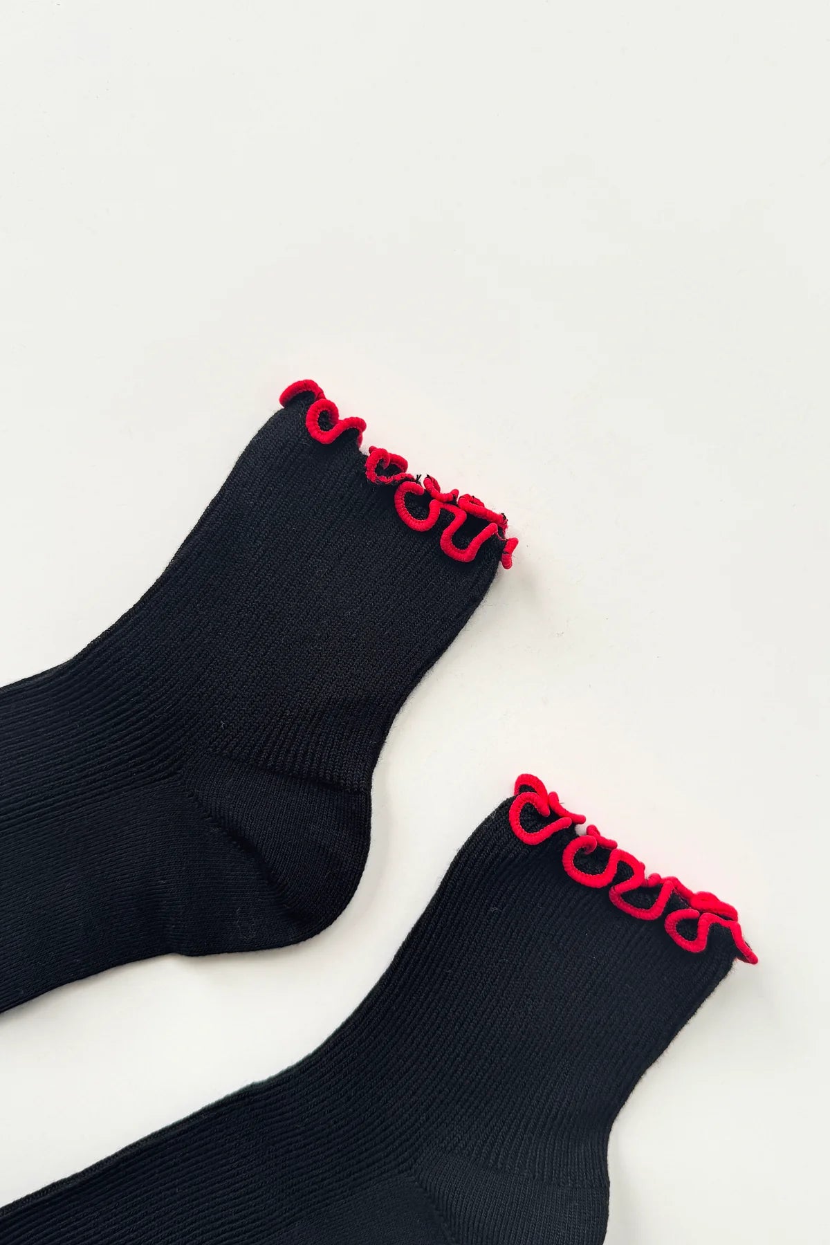 Black/Red Ruffled Socks by Noble X Le Bon Shoppe