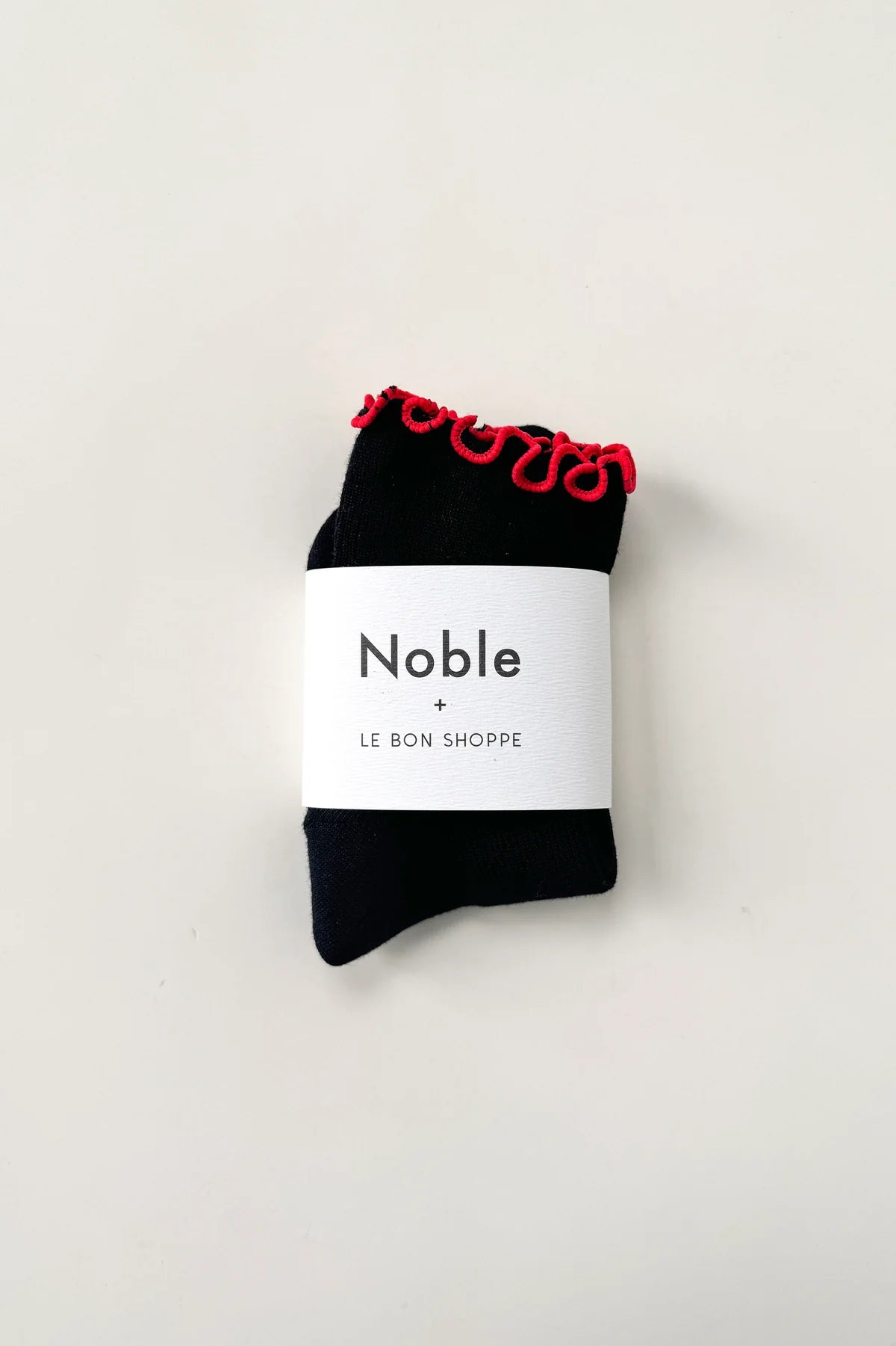 Black/Red Ruffled Socks by Noble X Le Bon Shoppe