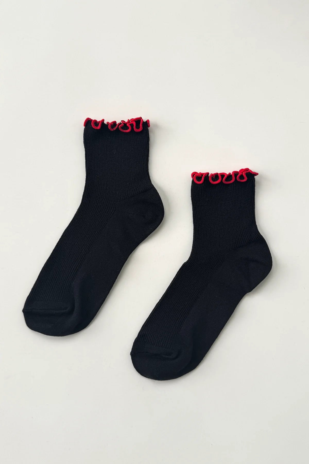 Black/Red Ruffled Socks by Noble X Le Bon Shoppe