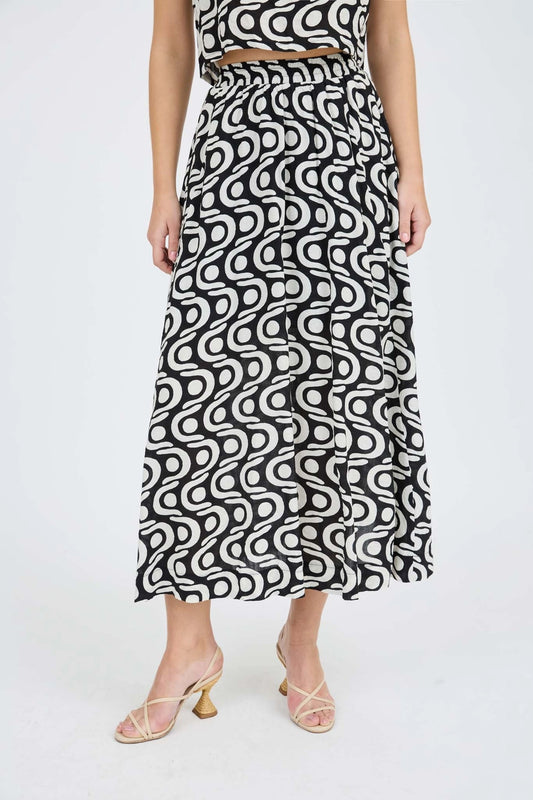 Black & White Geo Midi Skirt
