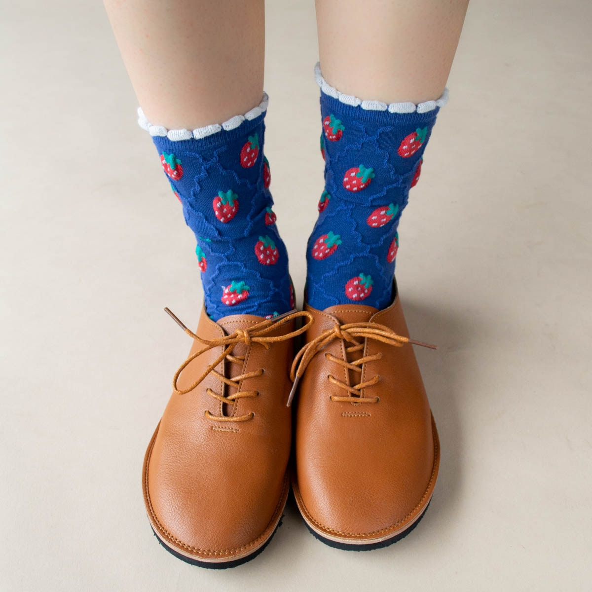 Blue Retro Strawberry Socks